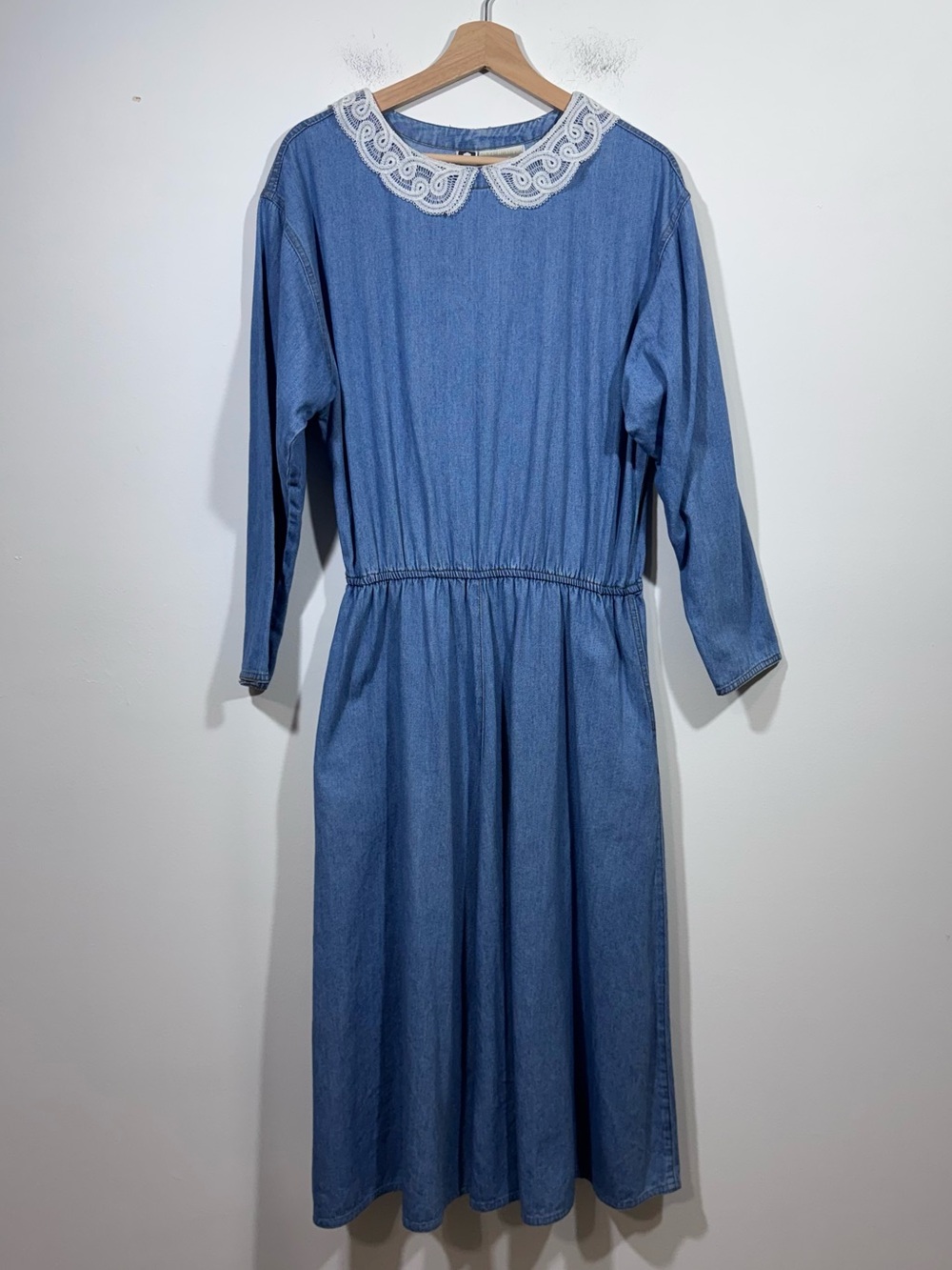 Vintage Coldwater Creek Denim Midi Dress Size S Cotton Cowgirl Prairie 90's